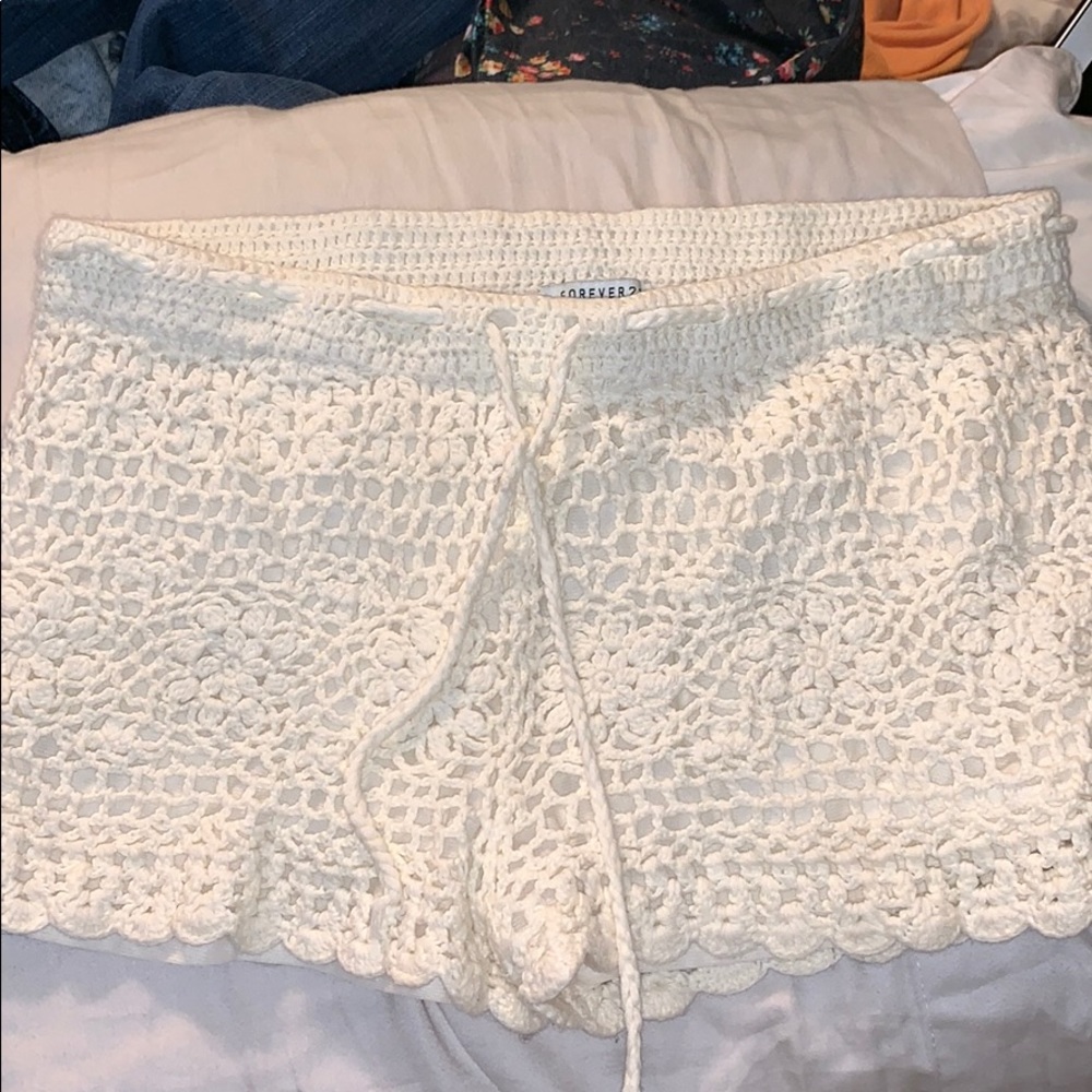 White Yarn Forever 21 Shorts